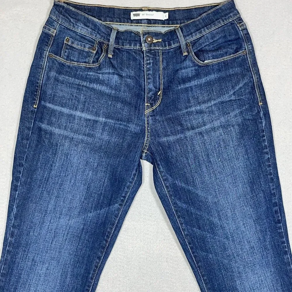 Levis 515 Bootcut Jeans Women Size 6 Blue Mid Rise Dark Wash Denim Casual Y2K - Picture 2 of 12